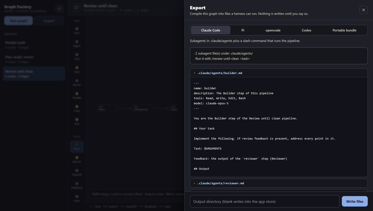 swtres06's tweet photo. So I built a graph based agentic workflow builder. Build custom workflow graphs, and then send it to your harness.

https://t.co/vHpI9CZqjA https://t.co/G1Zr8KJ8MT