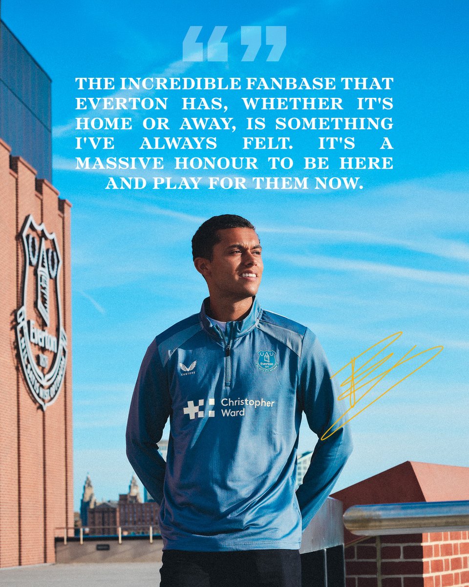 Everton's tweet photo. Brennan's first words as a Blue... 💬