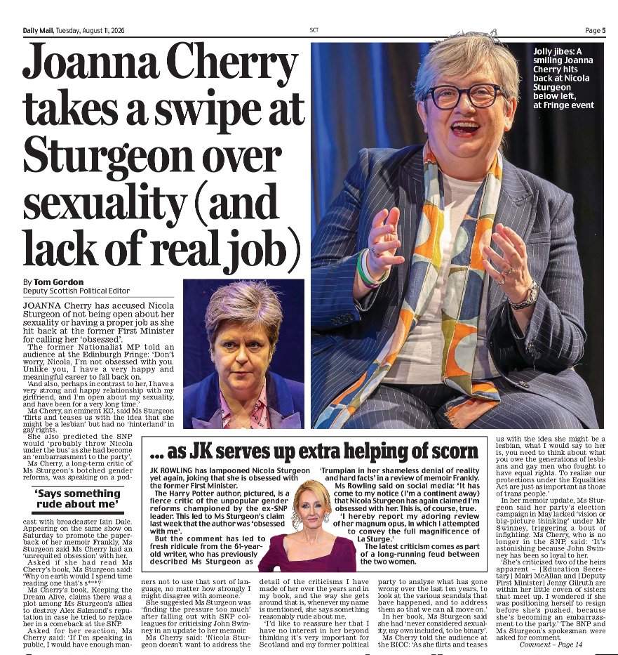 AgentP22's tweet photo. Sturgeon spent years throwing colleagues under the bus. 

Joanna Cherry has just reversed it over her.😂😂😂 https://t.co/PXGGGgaQkT