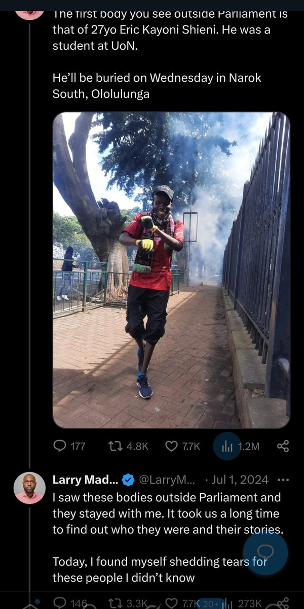 Kimuzi_'s tweet photo. Larry was the first to show Ile video ya the late Eric Shieni.

We shall never forget Larry Madowo.

Anacheka Na murderers wake. And hio time alikua anashed tears. https://t.co/ZF73Zlbbxp