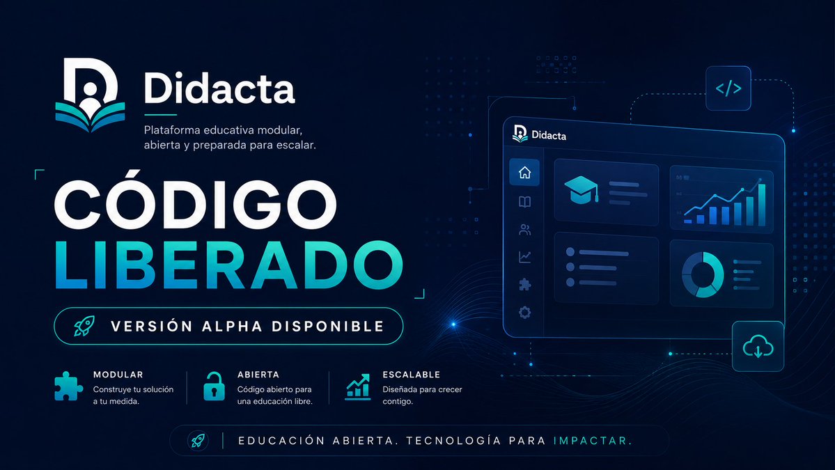 Valen's tweet photo. Hoy hemos liberado Didacta,

Una plataforma educativa Fair-Code que hemos creado directamente para sustituir a Moodle.

Modular, de verdad.
Tecnología actual.
AI First.
Cumplimiento con RGPD, AI Act, ...
Módulo de implementación FUNDAE desde el inicio.

Y de libre uso.
👇 https://t.co/vhe99l8ebs