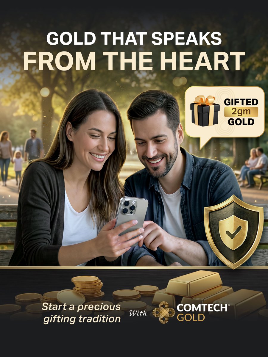 ComTechOfficial's tweet photo. Some gifts are forgotten tomorrow, but gold builds a future that lasts forever. ❤️✨

Express your love with a gesture that truly matters. Start a precious gifting tradition today with Comtech Gold and give your loved ones the gift of financial security.

📲 Download the App to gift gold effortlessly!

#ComtechGold #GoldThatSpeaks #GiftingTradition #GiftGold #SmartGifting #WealthBuilding #FinancialSecurity #DigitalGold