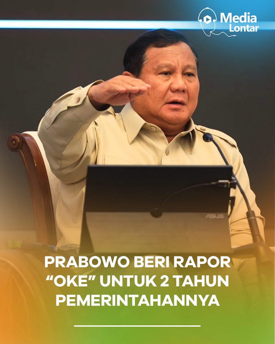 MediaLontar's tweet photo. Jelang dua tahun pemerintahan, Prabowo memberi rapor “oke” atas kinerjanya dengan menyebut sejumlah capaian, meski survei SMRC mencatat kepuasan publik 51,1 persen dan IPO 63 persen serta sama-sama menunjukkan penurunan.

#Prabowo #KinerjaPemerintah #Survei #Indonesia https://t.co/ACMmIOYsCK