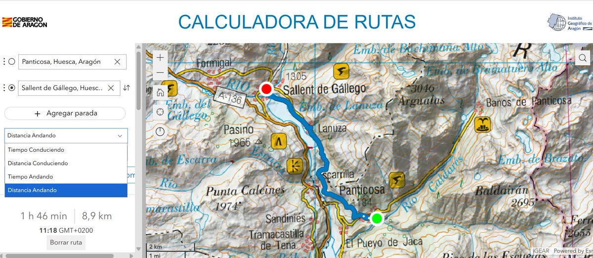 IDEESpain's tweet photo. 🗺️ Nueva aplicación en el portal de #ICEARAGÓN : «Calculadora de rutas».

🚶‍♀️🚗 Calcula tu ruta, distancia y tiempo estimado, tanto a pie como en coche

👉 Descúbrela: https://t.co/AHNhCrOi5K

#IGEAR https://t.co/ZnZHj6zLG0