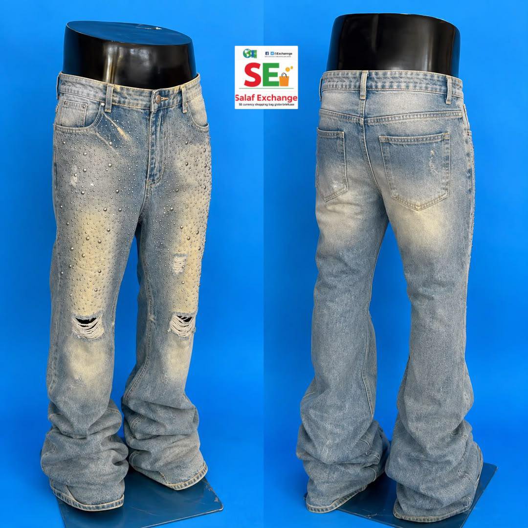 Biggest_Jinn's tweet photo. `BAGGY JEANS RESTOCK 🔥
Rhinestone Ripped | Light Wash Baggy

Premium denim. Stacked fit. Limited
DM @Biggest_Jinn to cop 

https://t.co/8t4nB6yRXe

RT 🙏`#Streetwear #LagosFashion #BaggyJeans #StackedJeans #Denim #LagosStyle #Drip #MensFashion #NigeriaFashion https://t.co/igOMwLCs3m