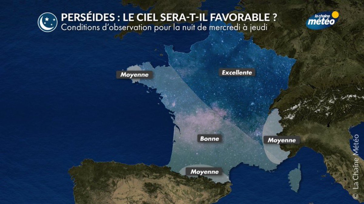 Kulturlesite_'s tweet photo. 🚨🌌 UNE PLUIE D’ÉTOILE FILANTE ARRIVE EN FRANCE 

Jusqu’à 100 MÉTÉORES sont attendues par heure dans le ciel durant la nuit de MERCREDI à JEUDI, juste après l’ÉCLIPSE SOLAIRE !! 

Les conditions d'observation s'annoncent bonnes voire excellentes dans de nombreuses régions. https://t.co/r6EIiEQt8A