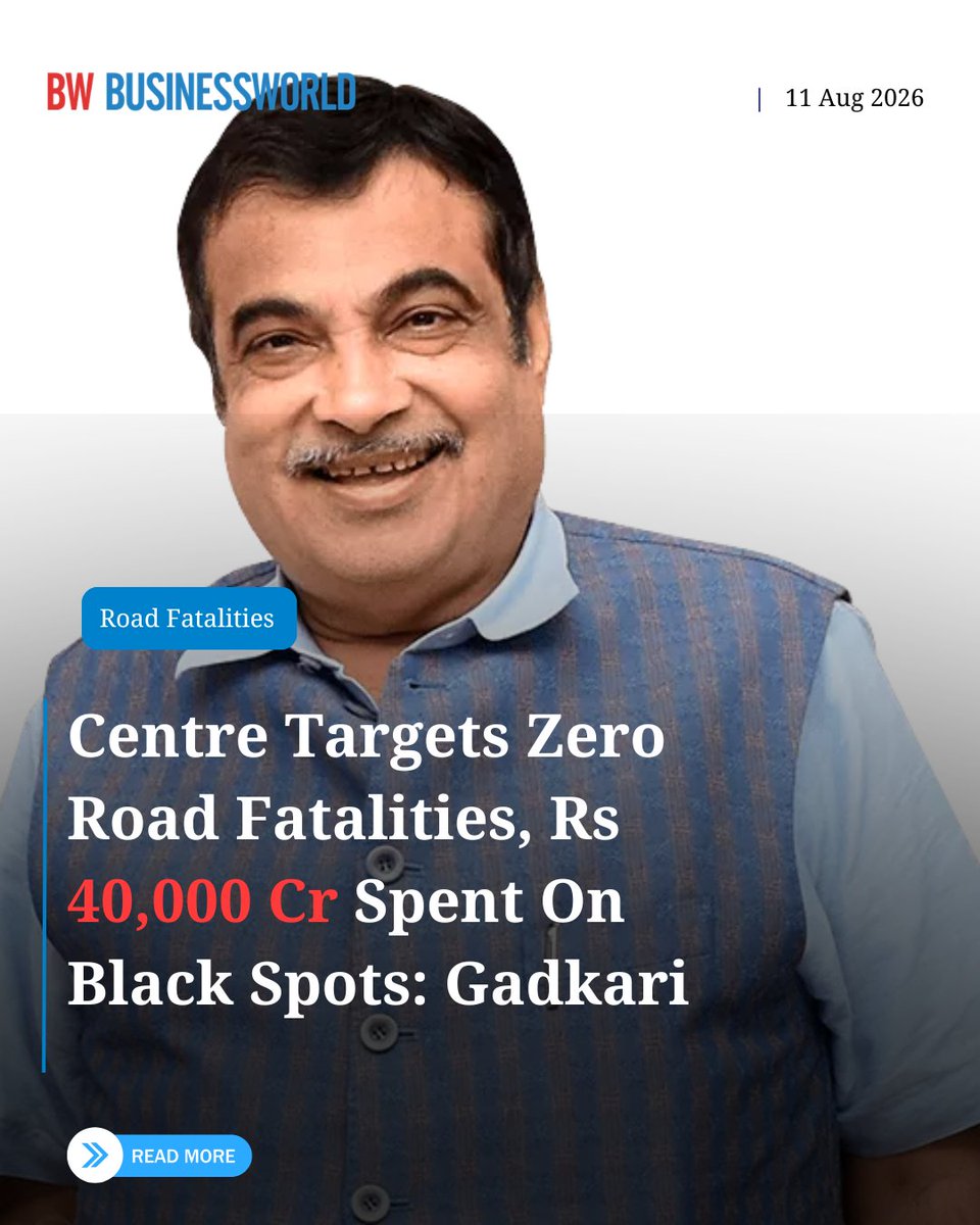 BWBusinessworld's tweet photo. Centre targets zero road fatalities and a 50% reduction in accidents by 2030, identifies 100 high-accident districts for urgent intervention

Read more: https://t.co/XnuYCrrasG

@anuragbatrayo |  @NFWarsia | Tanvie Ahuja

#NitinGadkari #RoadSafety #ZeroFatalities #BlackSpots #MoRTH #HighwayInfrastructure #BharatNCAP #BWBusinessworld #IndiaInfrastructure