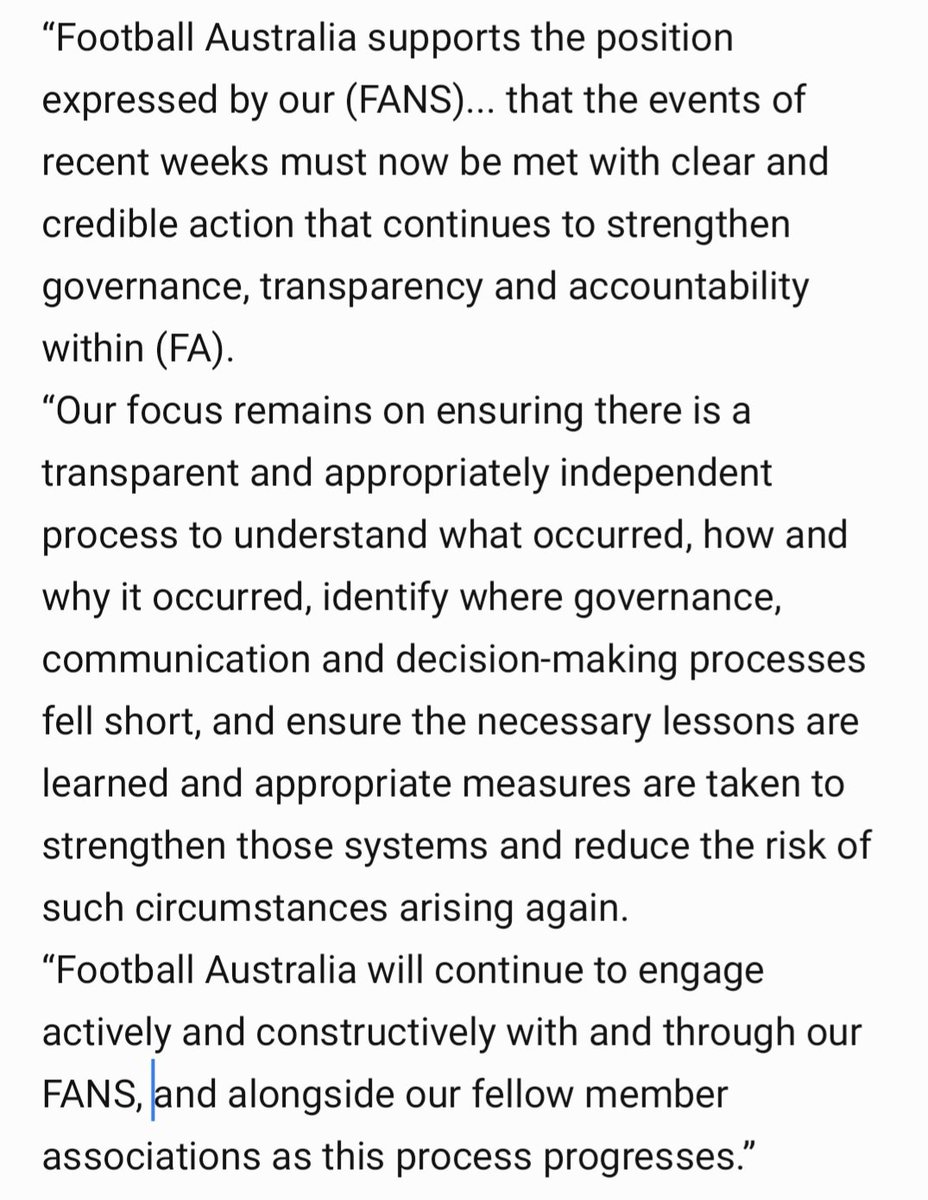 NickGalatas's tweet photo. FA made a good statement about governance in relation to FIFA and Infantino. So good, that I thought I'd adapt it and apply it almost word for word for the Western United debacle so it can use it since it agrees with it.

Looking forward to its report to us. https://t.co/MaSimcWLDl