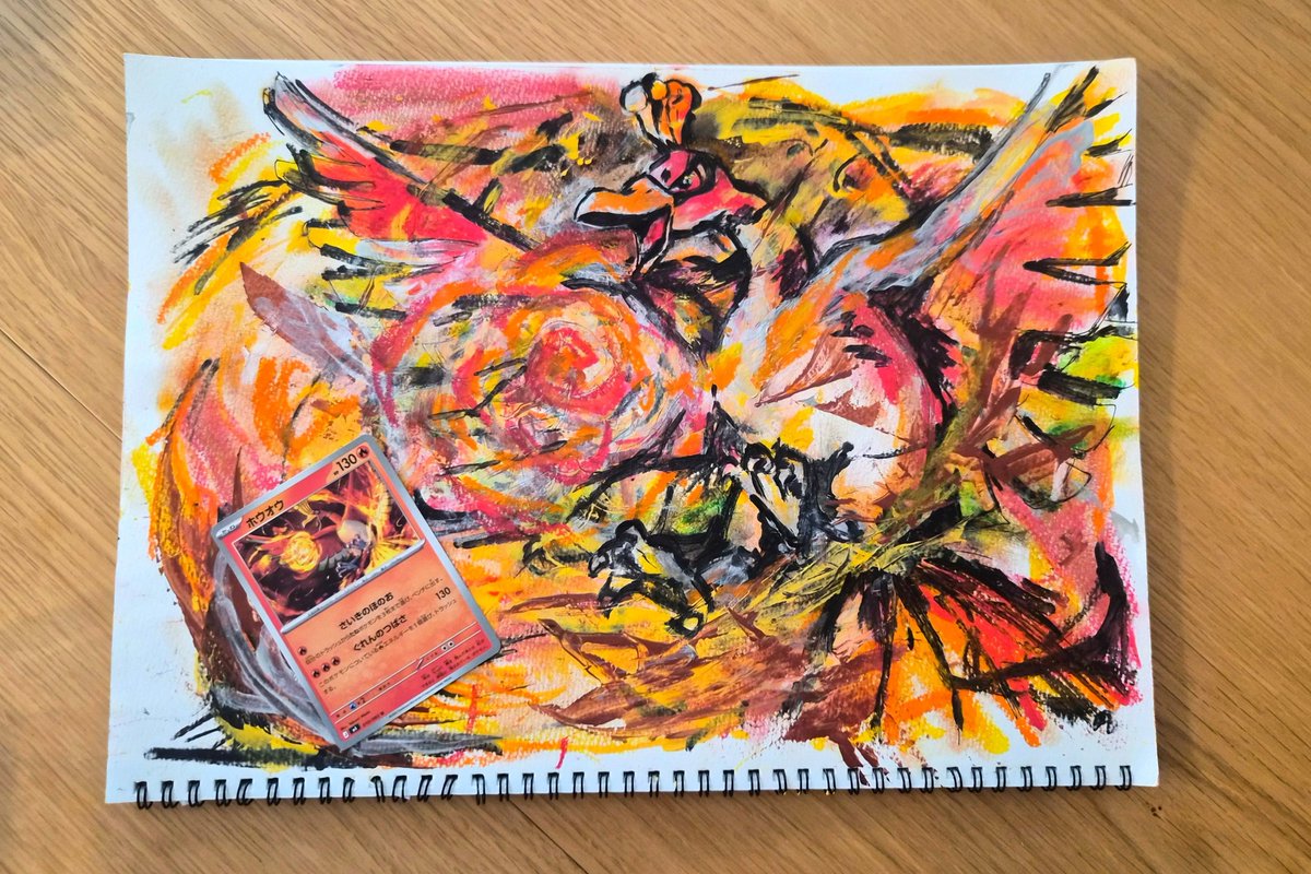 nemske_zzz's tweet photo. お子様にホウホウ描いてって言われたからポケカ見ながら描いたら「ぐちゃぐちゃだね😊」って言われた https://t.co/iihubRDk3Z
