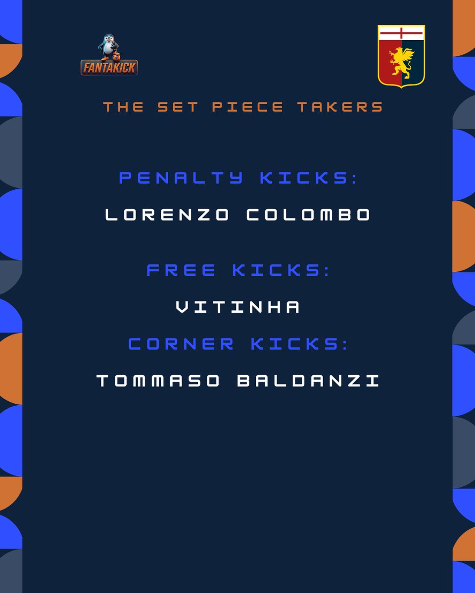 fantakickapp's tweet photo. 🔴🔵 MEET GENOA!

One of Italy’s historic clubs is ready for another Serie A journey. 🇮🇹

A new season, new battles and plenty to prove.
How far can Genoa go this year? 👀🔥

#FantaKick #FantasyFootball #SerieA #Genoa #FantasySports https://t.co/SI5Sejgsvv