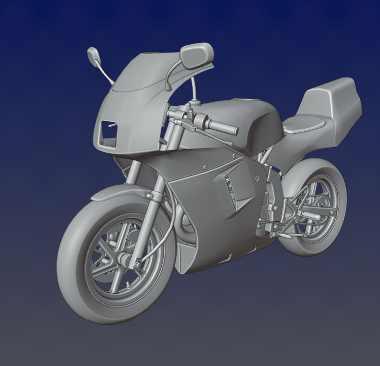 Hisou158282's tweet photo. NSR50の後期仕様の制作を進めました。

6本スポークのホイールの制作と後期チャンバーの造形、カウルの形状の調整を行いました。

白背景タコメーター等も制作予定です。 https://t.co/X3SgjLiXTH