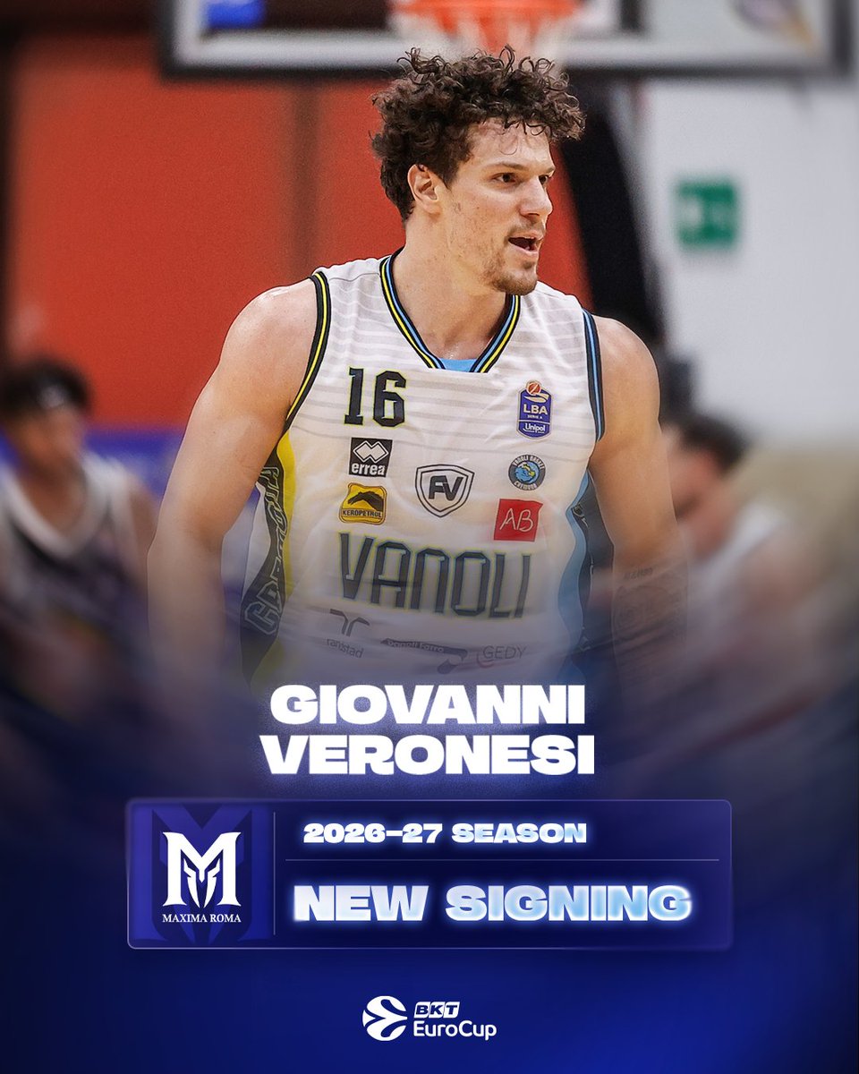 EuroCup's tweet photo. Italian talent stays in the spotlight ✨

Giovanni Veronesi joins Maxima Roma 🤝 https://t.co/GY7KQrdhjz