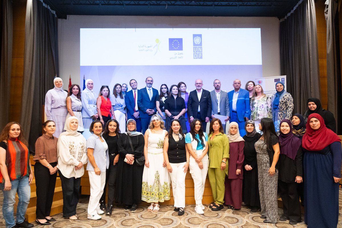 UNDP_Lebanon's tweet photo. The Ministry of Social Affairs, @EUinLebanon and UNDP recognized 120 Ministry of Social Affairs coordinators and volunteers who supported displaced families during the conflict. 

The ceremony brought together H.E. Ms. @HaneenSayed_LB, Minister of Social Affairs; Mr. Samy Saadi, Chargé d’Affaires a.i of the European Union Delegation to Lebanon; and Mr. Thair Shraideh, UNDP Deputy Resident Representative in #Lebanon, alongside shelter coordinators, volunteers, local authorities and development partners. 

The recognition comes following the completion of an EU-funded programme, implemented through a partnership between UNDP, @mosalebofficial and @PPMLebanon, to strengthen shelter coordination and preparedness for future emergencies. 

🔗 Read more: https://t.co/l5nvvmz7ax