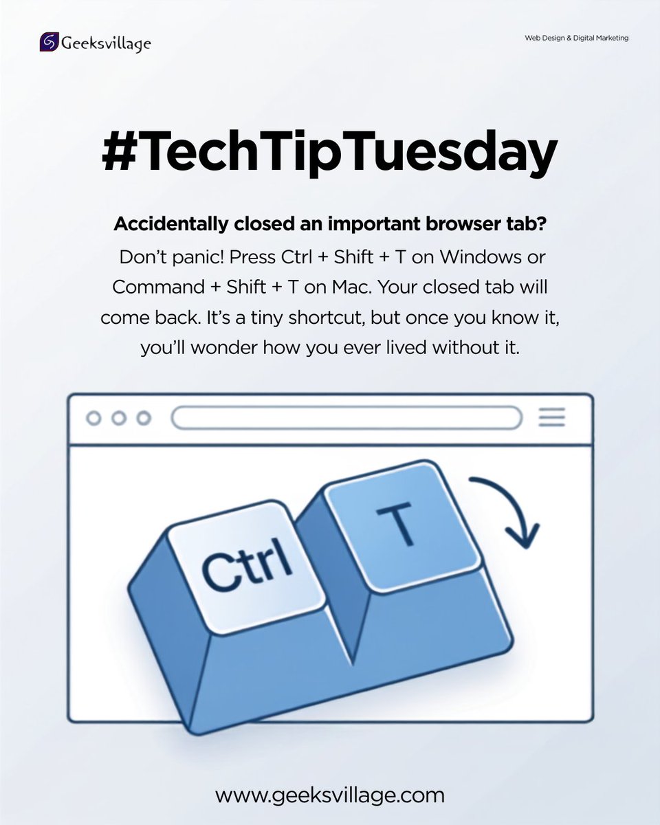 GeeksVillage's tweet photo. Tech Tip Tuesday!!
#Geeksvillage #TechTipTuesday #Tips #Affordablewebdesigninlagos https://t.co/QNWJCgzbuC