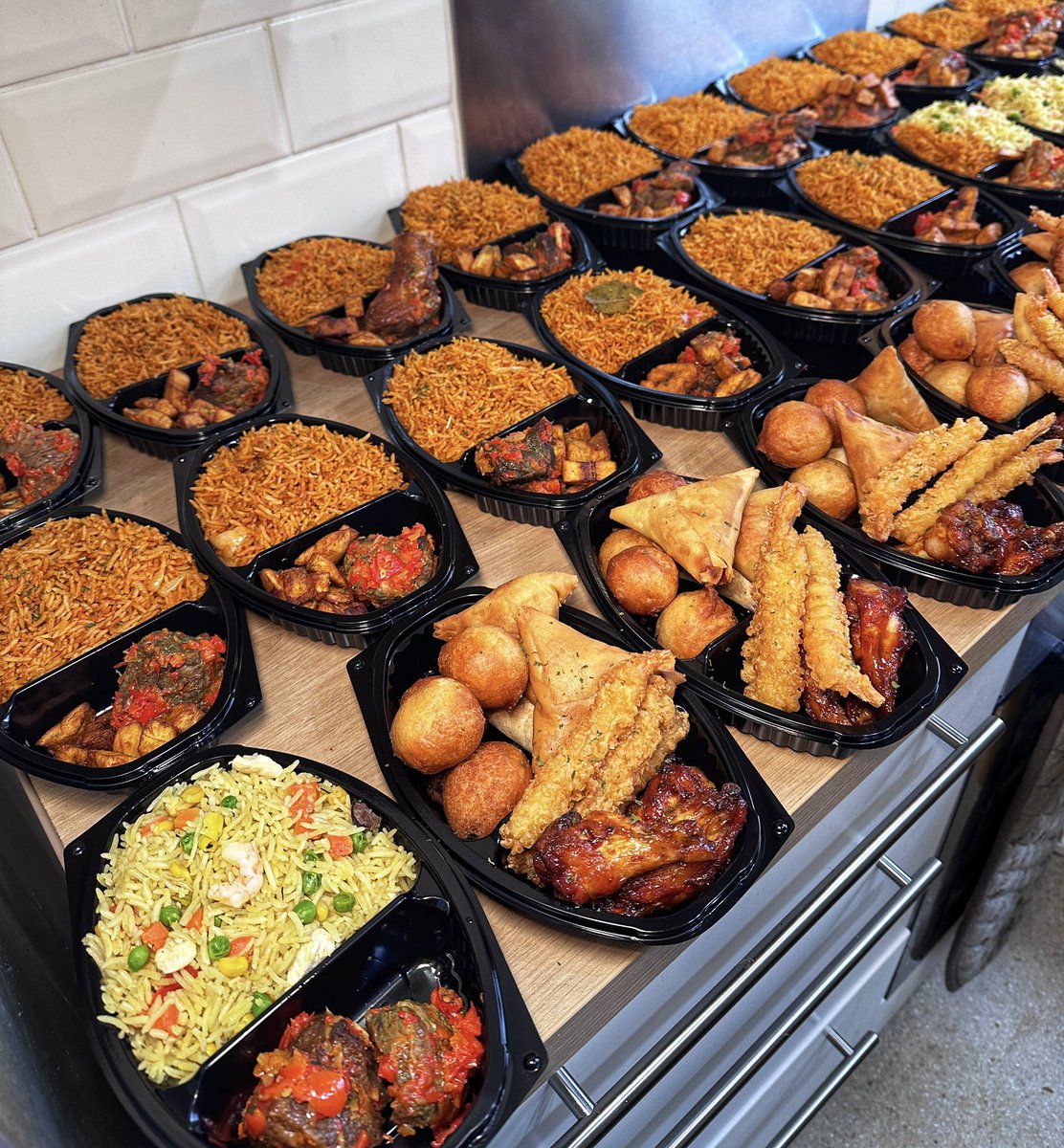TinuKuye's tweet photo. Available this Friday for £10 each 

Jollof rice x peppered chicken, turkey or beef
Fried rice x peppered chicken, turkey or beef
Small chops (PuffPuff x 5, spring rolls x 2, samosas x 2, suya wings x 3)

Pre order ends on Thursday 

Collection from B42
Delivery available via uber 

To order,

Send a DM
WhatsApp +447449450512