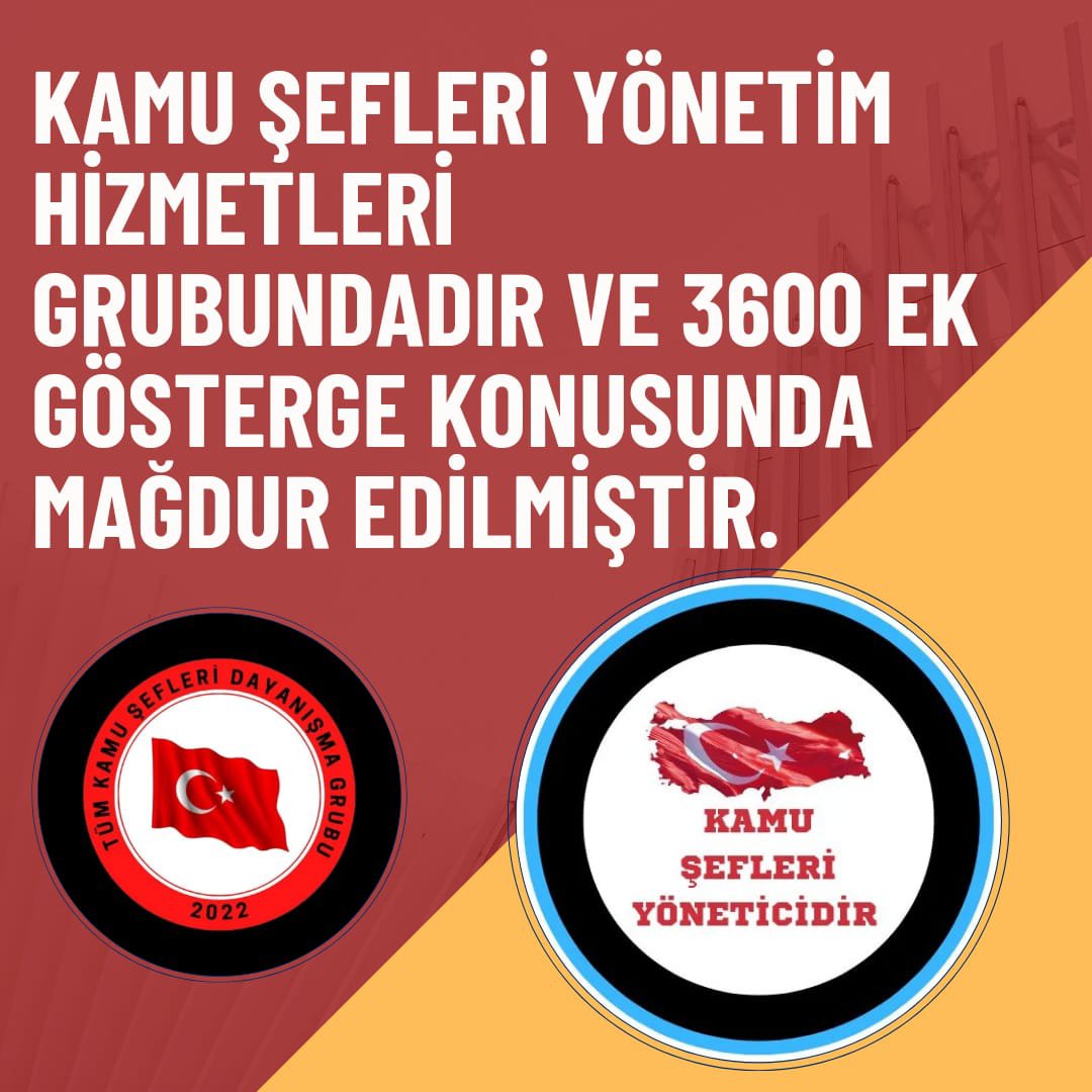 KamuSefleriD_G's tweet photo. Adil bir 3600 ek gösterge düzenlemesi için Yönetim Hizmetleri Grubunda yer alan #TümKamuŞefleri de söz verildiği gibi 3600 ek gösterge kapsamına alınmalıdır. Adalet ve eşitlik bunu gerektirir. @RTErdogan @isikhanvedat @_cevdetyilmaz @memetsimsek @csgbakanligi @HMBakanligi https://t.co/iofS84MLWU