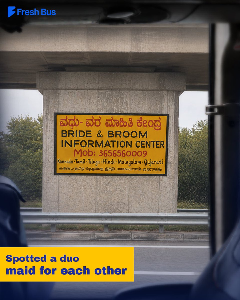 freshbus_in's tweet photo. The pitstop for those planning to settle down… 😂👰🧹

Please note - The contact details mentioned are fictional

#FreshBus #EVBus #SustainableTravel #SpottedOnStreets #Trending https://t.co/ZYPwQSroNU