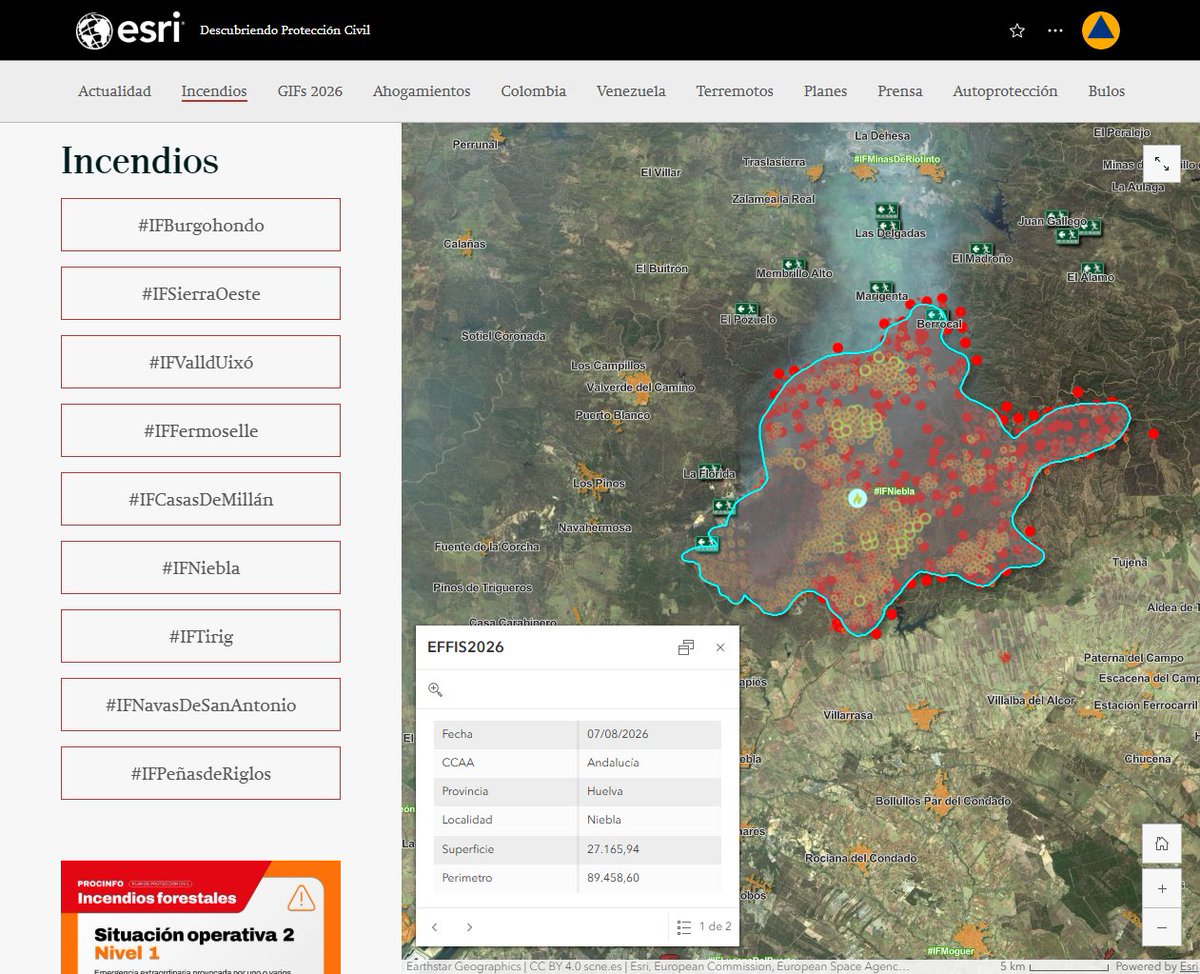 GalvezRivas's tweet photo. Nuevas estimaciones de #EFFIS:
- #IFNiebla - #Huelva (27.165,94ha).
- #IFTirig - #Castellón (753,57ha).
- #IFNavasDeSanAntonio - #Segovia (1.282,56ha).
- #IFPeñasdeRiglos - #Huesca (3.735,11ha).
Disponible en el apartado de incendios #IIFF
https://t.co/hBaADcSR8h https://t.co/npXcNq9E9d