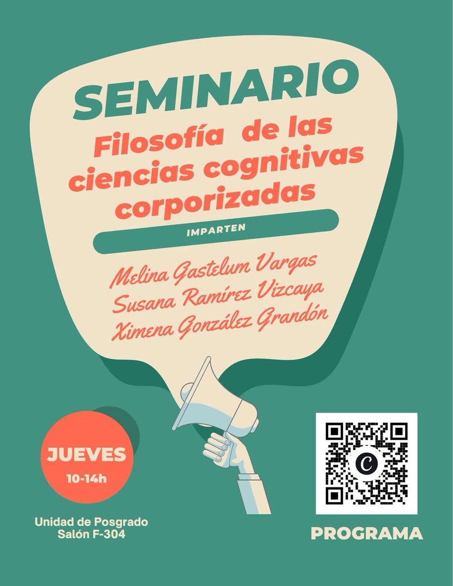 SiccsNet's tweet photo. ¡Atención! Aún estáis a tiempo de registraros en el seminario de filosofía de las ciencias cognitivas corporizadas en los posgrados de Filosofía y Filosofía de la Ciencia de la UNAM. Info abajo ⏬⏬⏬. https://t.co/fL7ox8268Z