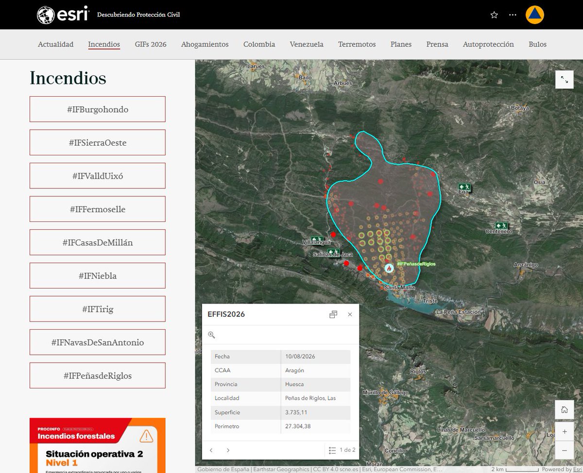 GalvezRivas's tweet photo. Nuevas estimaciones de #EFFIS:
- #IFNiebla - #Huelva (27.165,94ha).
- #IFTirig - #Castellón (753,57ha).
- #IFNavasDeSanAntonio - #Segovia (1.282,56ha).
- #IFPeñasdeRiglos - #Huesca (3.735,11ha).
Disponible en el apartado de incendios #IIFF
https://t.co/hBaADcSR8h https://t.co/npXcNq9E9d