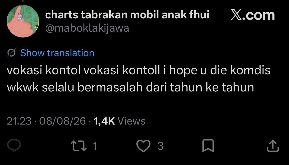 gigsdustt's tweet photo. Miris banget anak kuliahan tapi ngetiknya kaya gini, semoga semua doa jelek lu ga berbalik ke lu atau orang terdekat lu ya. Amiin 💜 @maboklakijawa https://t.co/P0cbWq36RV