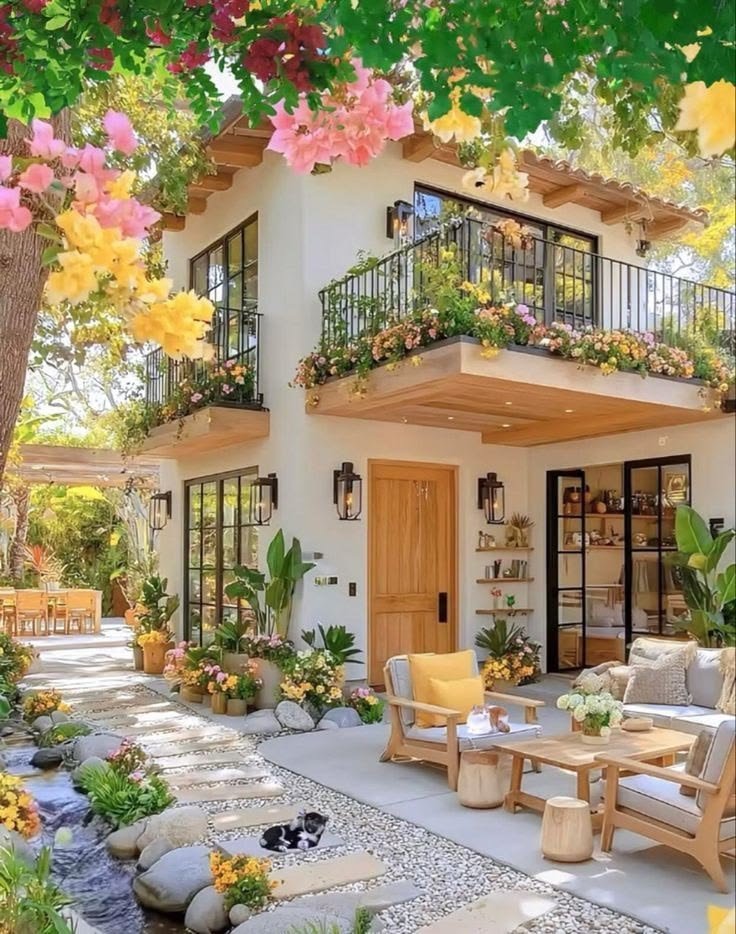 INTERIOR_DSG's tweet photo. that bougainvillea canopy over the stone path is too much to process 😭 https://t.co/pjOosOplxM