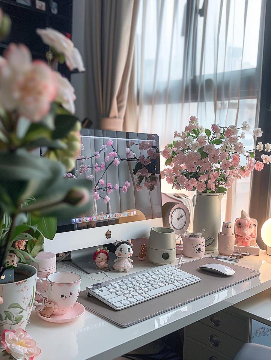 AleksisFa's tweet photo. A clutter-free desk with a warm lamp, a notebook and a potted succulent – small touches that make work feel so much cozier and productive! https://t.co/gB4dlhF2UO