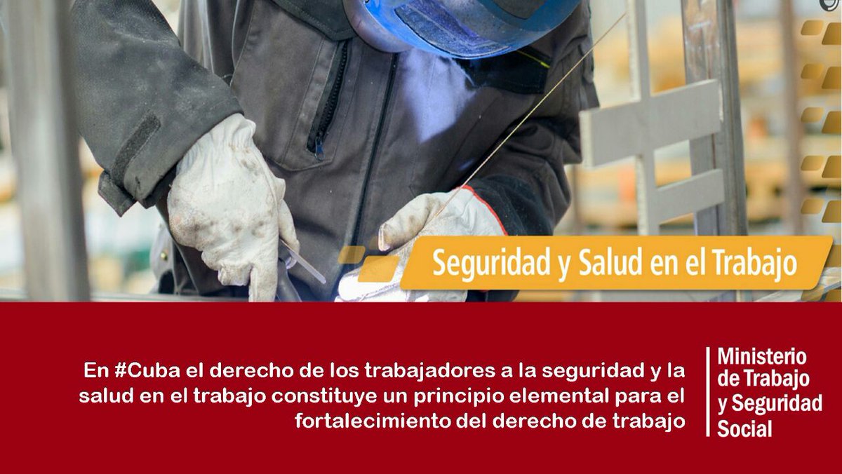 MTSS_CUBA's tweet photo. Seguridad y salud en el trabajo.
Pequeñas acciones generan grandes resultados. Recuerda que la prevención es responsabilidad de todos.
#Cuba #MtssCuba https://t.co/yiLOR1Y1TL