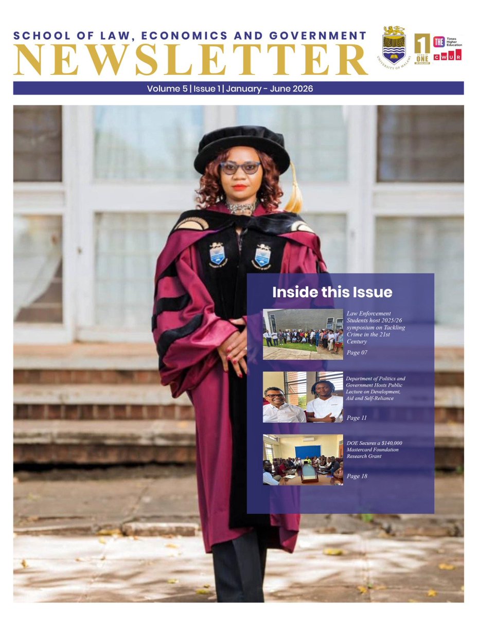 unimaecon's tweet photo. The Department of Economics is pleased to announce the release of the School of Law, Economics and Government Newsletters featuring headlines from July to December 2025 and January to June 2026.
#Newsletter #DoE #SLEG #UNIMA
@Gowokani11 @HappyKayuni https://t.co/EpAX2mGRqP