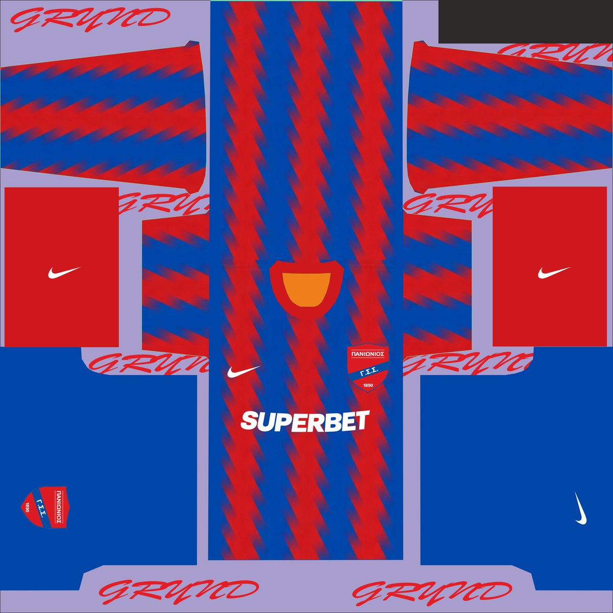 panosonce's tweet photo. 🔴🔵 Panionios G.S.S. - Official Home Kit 2026/2027 🔵🔴The traditional blue &amp; red stripes are back with a stunning modern wave design by Nike! 🌊4096x4096 (4K) resolution !#Panionios #PanioniosFC #eFootball #DLS26 #PESKits #DLSKits #4KTextures #NikeFootball https://t.co/EfBMIjMJAf