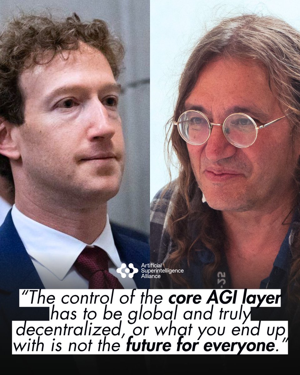 ASI_Alliance's tweet photo. What does it mean for the future of AI to be “for everyone”?

Mark Zuckerberg’s @finkd “The Future Is for Everyone” argues against concentrating superintelligence in the hands of a single actor and proposes a future where everyone has access to powerful AI agents.

Our CEO, Dr. @bengoertzel, examines the distinction between distributed access and genuine decentralization. If the models, infrastructure, governance, and economic value remain under the control of a single corporation, then giving everyone an AI agent does not necessarily distribute power.

He also raises a deeper question about what kinds of minds we are building as we move toward superintelligence.