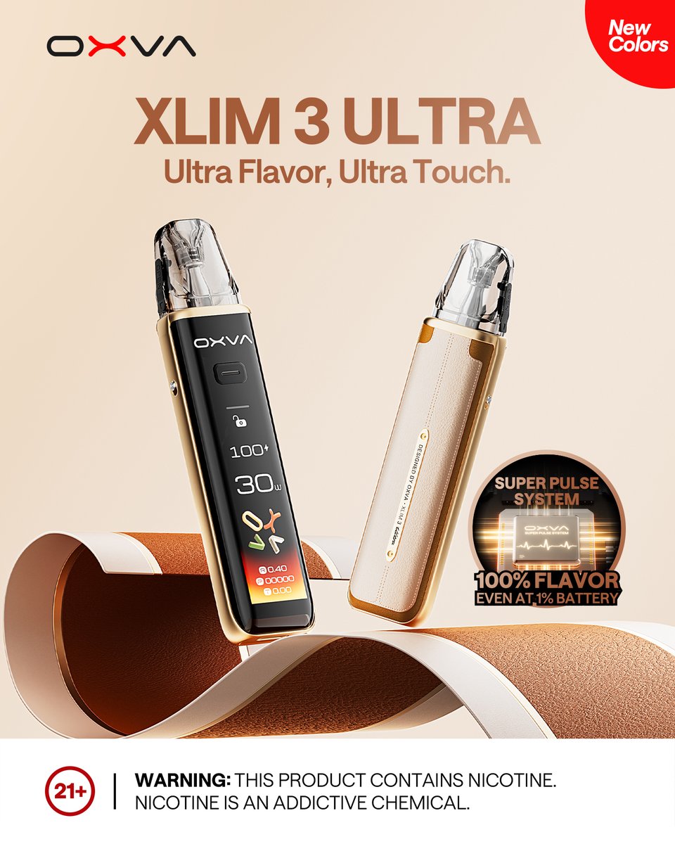 everzontech's tweet photo. 🎨 XLIM 3 ULTRA – Fresh Colors, Same Premium Edge.

New textures. Smarter touch. Seamless control. ⚡
Powered by Super Pulse for flavor that never compromises.
Your ULTRA experience – now reimagined. ✨

#OXVA #XLIM3ULTRA #NewColors #SuperPulse #VapeUpgrade https://t.co/IunsT6VkQw