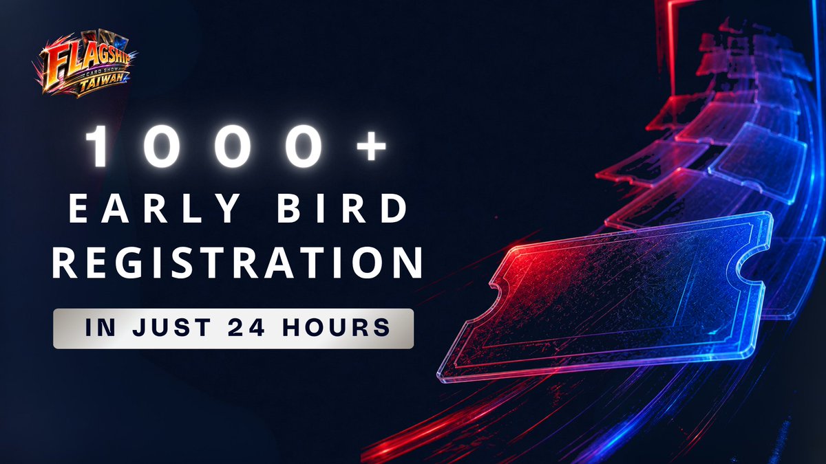 flagshiptcg's tweet photo. Taiwan, you moved fast.

1,000 of our 2,000 free Early Bird tickets were reserved in the first 24 hours. Only 1,000 free spots remain.

Don’t wait for the “fully booked” post. Reserve yours now.

📅 5 September 2026, 12 PM–7 PM
📍 CLAPPER STUDIO, 5F, Syntrend Creative Park, Taipei
🎟️ Register now: https://t.co/dnWcrT8ait