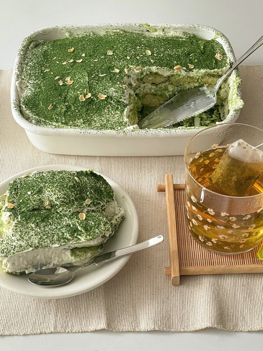 jays454ss's tweet photo. [Craving something new Try homemade matcha tiramisu—where Italian cream meets Japanese green tea magic! ]， https://t.co/moCkY9WxbG