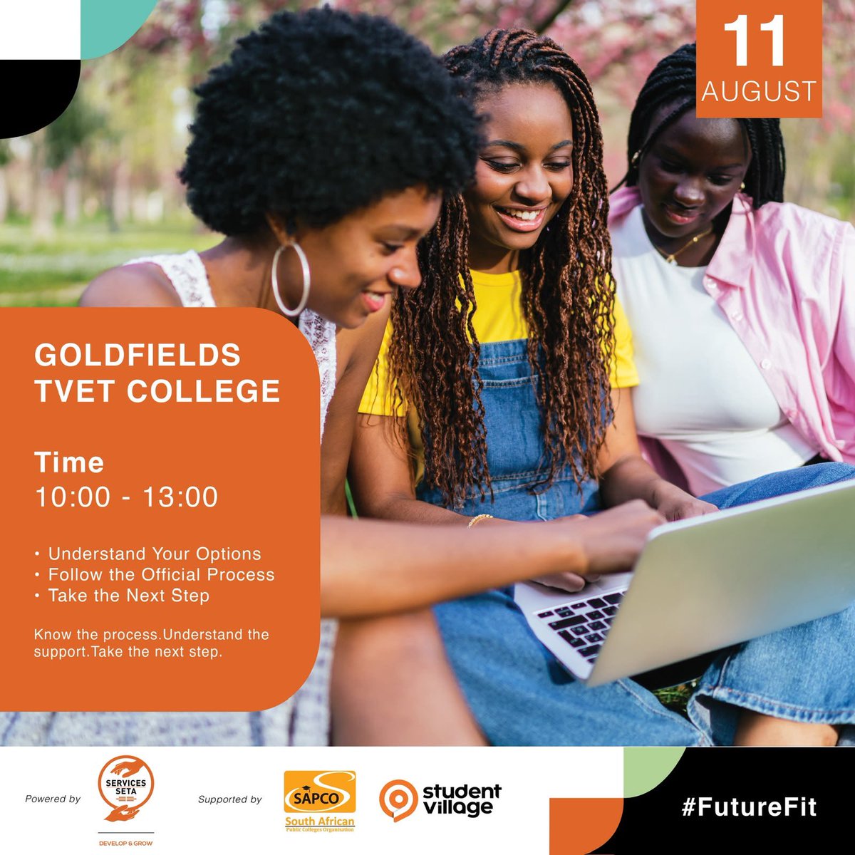 twin_tebo's tweet photo. Goldfields TVET, your future starts with being informed
Services SETA x SAPCO are on campus TODAY with bursary info, financial literacy and learner support. Come through, ask questions and get the info you need to take your next step.
#ServicesSETA #SAPCO #TVETBursaryAwareness https://t.co/lsiFs9nWfQ
