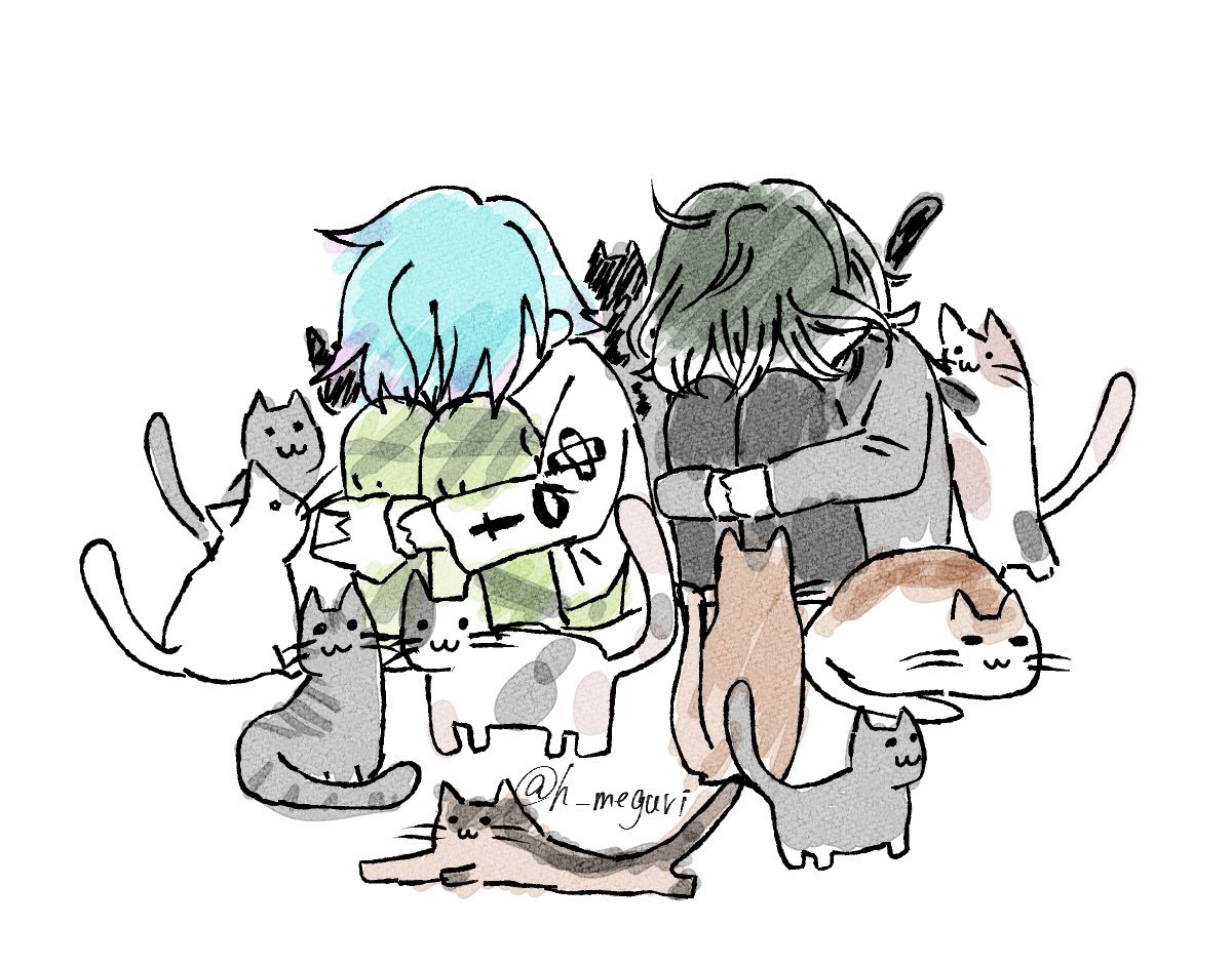 Meguhota's tweet photo. 別垢で描いてた時の絵がいいねされてたからこっちで再掲
猫会議に巻き込まれる🩵と🐯 https://t.co/uxr7iUImaQ