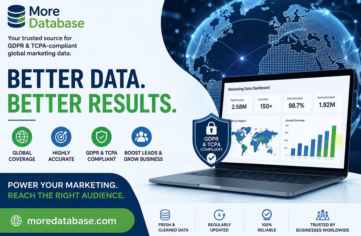 moredatabase's tweet photo. Grow Your Business with Better #MarketingData π·
#MoreDatabase provides global marketing data designed for GDPR and TCPA-compliant campaigns.
π· https://t.co/91wvErXbEy
#MoreDatabase #MarketingData #GlobalMarketingData #LeadGeneration #B2BData #B2CData #BusinessLeads #SalesLead https://t.co/37gmPWL8pH