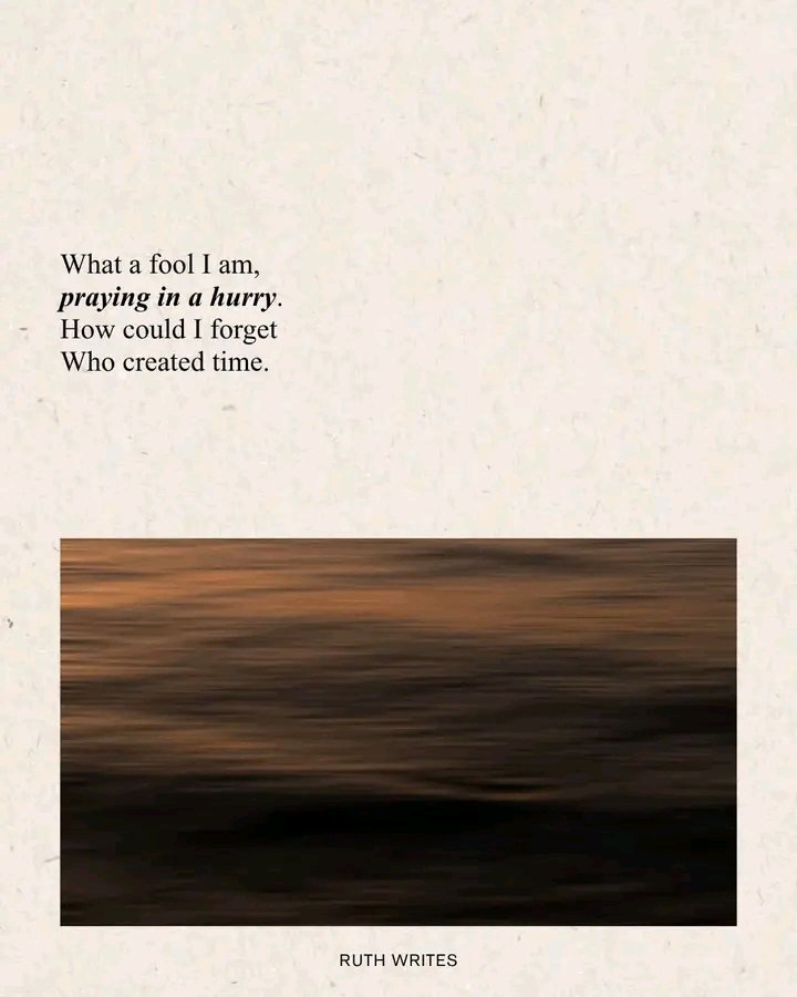 ByronTulogye's tweet photo. What a fool I am, praying in a hurry.
As though God could somehow run out of time.
As though the answer needed to arrive before I could learn to wait.
As though the One who holds tomorrow in His hands could be late.
I measure my life in deadlines, seasons, ages and opportunities# https://t.co/HnD6jogQWQ