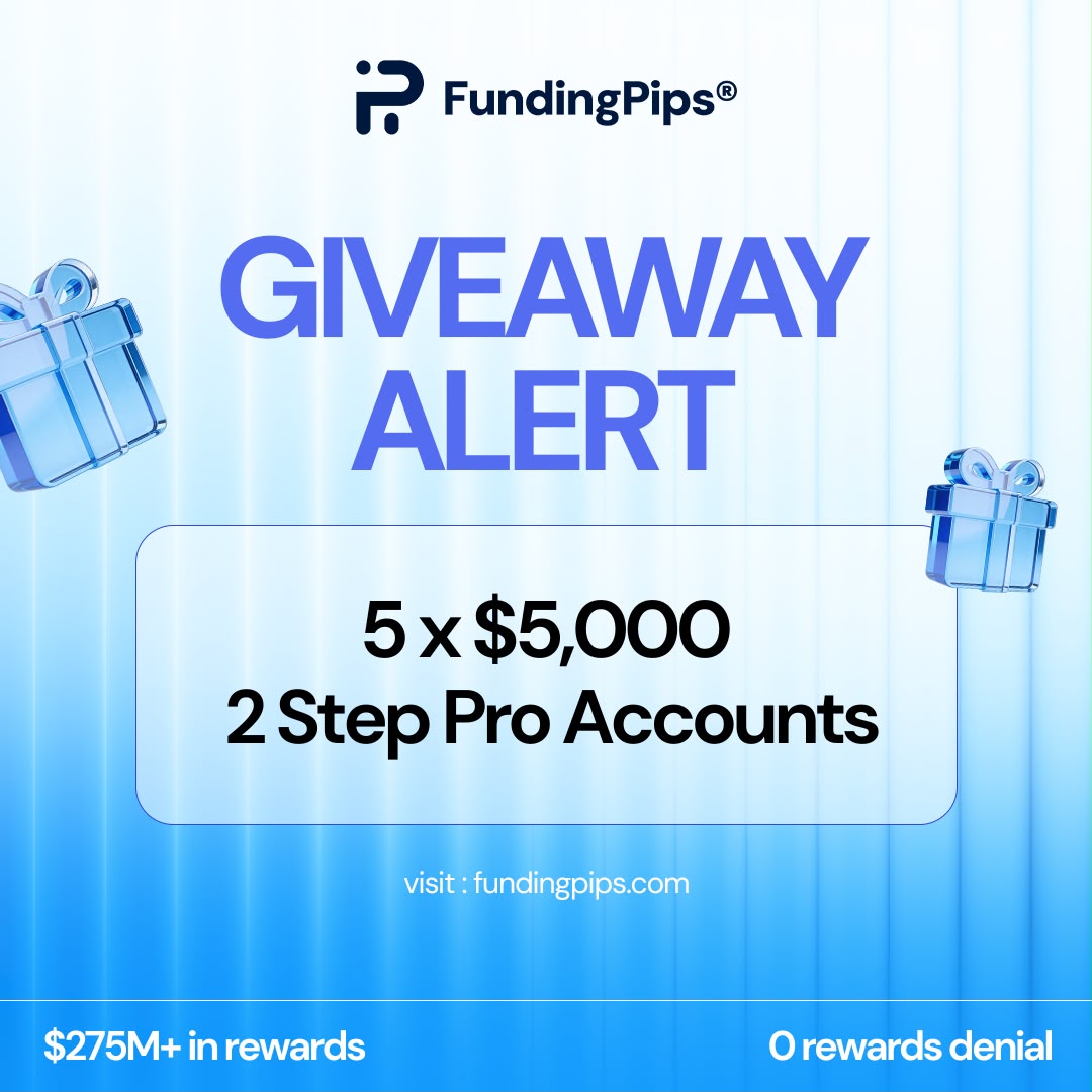risers343's tweet photo. 🚨 𝗙𝘂𝗻𝗱𝗶𝗻𝗴𝗣𝗶𝗽𝘀 𝗚𝗶𝘃𝗲𝗮𝘄𝗮𝘆 𝗔𝗹𝗲𝗿𝘁 🚨

We’re giving away 5 × $5K accounts 💸

To enter:

1️⃣ Follow Me + @_Peace_Fx @avikkfp @fundingpips @NovaXTrade

2️⃣ Like + Retweet + Tag 3 Friends

3️⃣ Comment best feature about FundingPips

💡 For bonus entry use code- TANISH 

Winners on 23 August⌛