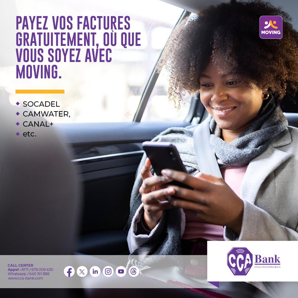cca_bank's tweet photo. Payez l'électricité💡, l'eau 💧et votre abonnement CANAL+ 📺 gratuitement et n'importe où avec MOVING by CCA Bank.📱

Téléchargez l'application en cliquant les liens :

Lien AppStore : https://t.co/04zBlXVd2V

Lien Playstore : https://t.co/088fCfCzOS

#CCABank #MovingMoney https://t.co/BYcLvtWN2z