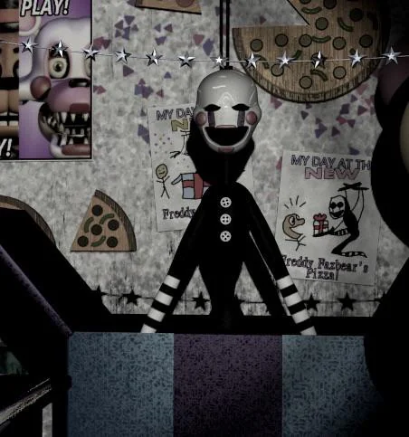 FNAFtwtconfess's tweet photo. "Games charlotte isn’t a peaceful angel who doesn’t do anything wrong she’s hostile as hell and nothing calmed her down except for the music yet here we go with the 'they ruined her in the movies! She’s like a mother to the missing children!' Like sure she’s worse in the movies- https://t.co/9GWHKh0s4E