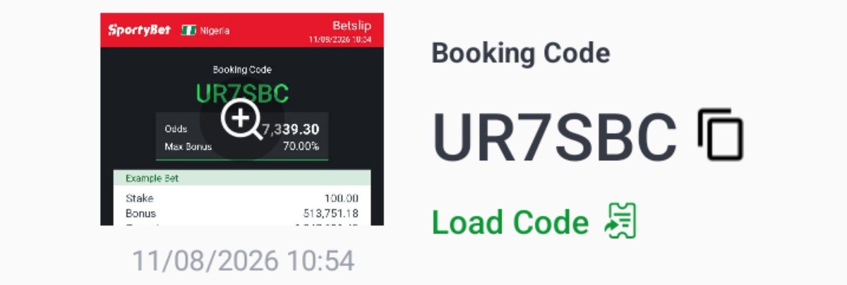 Samcleantipzz's tweet photo. 100% sure winning ticket 
 win wisely 
Booking Code 
UR7SBC👈.          👇

7,339.30: Odds 🔞 💯 ✅ ✅ https://t.co/cZtnHGu5nF