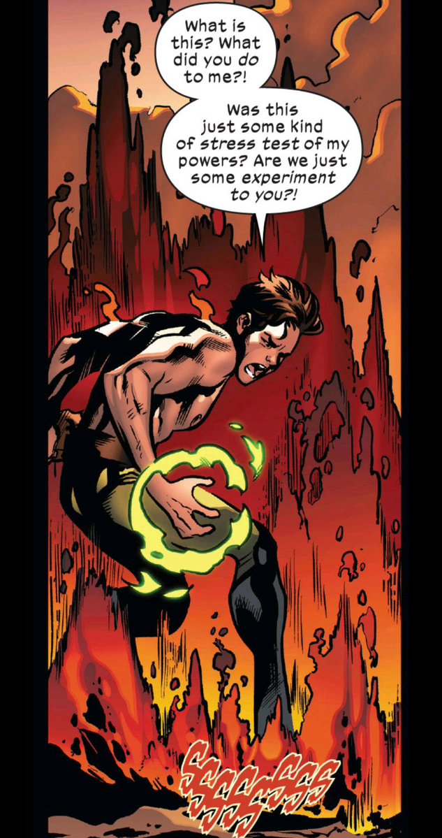 offtopic44's tweet photo. @flamebirdbird Rictor was pushed to his limits by Apocalypse and unlocked the ability to manipulate magma and lava during the Krakoa era (Excalibur I think?) and it also made him heat/fireproof. It was pretty sick https://t.co/iw6lP51eGC