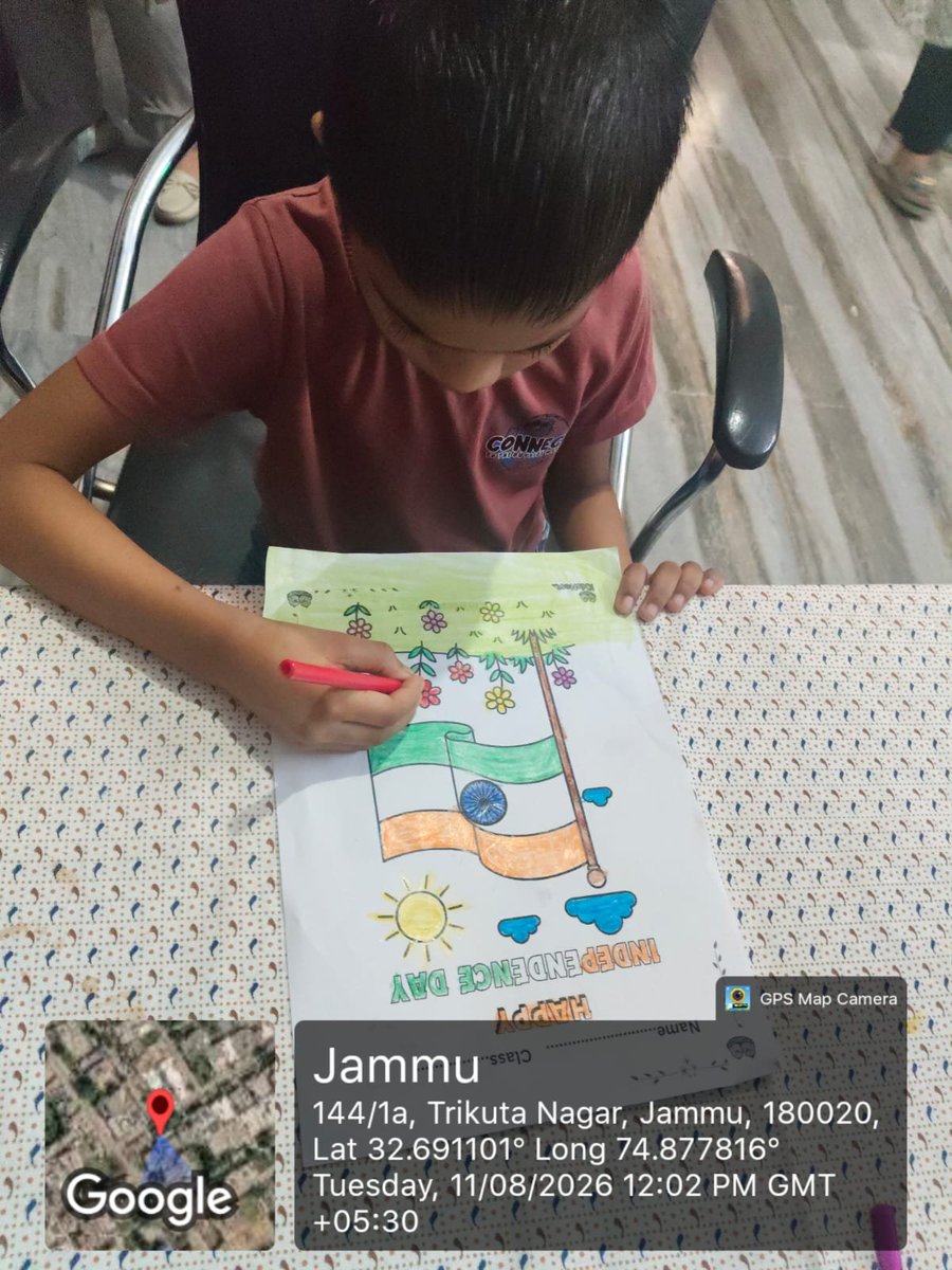 DswoJammu's tweet photo. As part of the #HarGharTiranga Campaign 2026 and to commemorate 150 years of “Vande Mataram,”the children of Open Shelter for Girls participated in a drawing and painting activity, expressing their creativity, love for the nation and pride in the Tricolour. 🇮🇳 https://t.co/r328zaiwSL