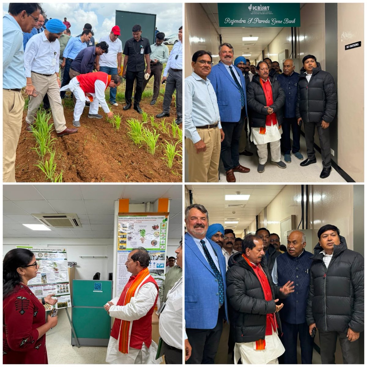 VijayKrSinhaBih's tweet photo. 📍 ICRISAT, पटनचेरु, हैदराबाद

आज बिहार कृषि विभाग के वरिष्ठ अधिकारियों के साथ ICRISAT, पटनचेरु का दौरा कर बिहार की कृषि के लिए उपयोगी आधुनिक तकनीकों, अनुसंधान एवं नवाचारों की जानकारी ली तथा बिहार सेंटर ऑफ एक्सीलेंस फॉर मिलेट्स वैल्यू चेन (BCoEMVC) परियोजना की प्रगति की समीक्षा की।

इस दौरान ICRISAT के वरिष्ठ वैज्ञानिकों के साथ श्री अन्न (मिलेट्स), जलवायु-अनुकूल खेती, कृषि अनुसंधान, मूल्य संवर्धन एवं किसानों की आय बढ़ाने से जुड़े विषयों पर विस्तार से चर्चा हुई। साथ ही जीनबैंक, स्पीड ब्रीडिंग, जीनोमिक्स, रीजनरेटिव एग्रीकल्चर एवं एग्रीबिजनेस इनोवेशन जैसी अत्याधुनिक सुविधाओं का भी अवलोकन किया।

हमारा स्पष्ट लक्ष्य है कि कृषि अनुसंधान और आधुनिक तकनीक का लाभ प्रयोगशालाओं तक सीमित न रहे, बल्कि सीधे किसान के खेत और उसकी आय तक पहुँचे।

BCoEMVC को खाद्य एवं पोषण सुरक्षा के क्षेत्र में एक मॉडल सेंटर के रूप में विकसित करने तथा बिहार को श्री अन्न की मूल्य श्रृंखला में पूर्वी भारत के अग्रणी राज्यों में स्थापित करने की दिशा में ICRISAT के साथ मिलकर निरंतर कार्य किया जाएगा।

बिहार के किसान, कृषि वैज्ञानिक, युवा और उद्यमी मिलकर कृषि में नई संभावनाओं का निर्माण करेंगे—समृद्ध किसान, समृद्ध बिहार और विकसित भारत के संकल्प के साथ।

#VijayKumarSinha
#ICRISAT #Millets #ShriAnna  #Agriculture