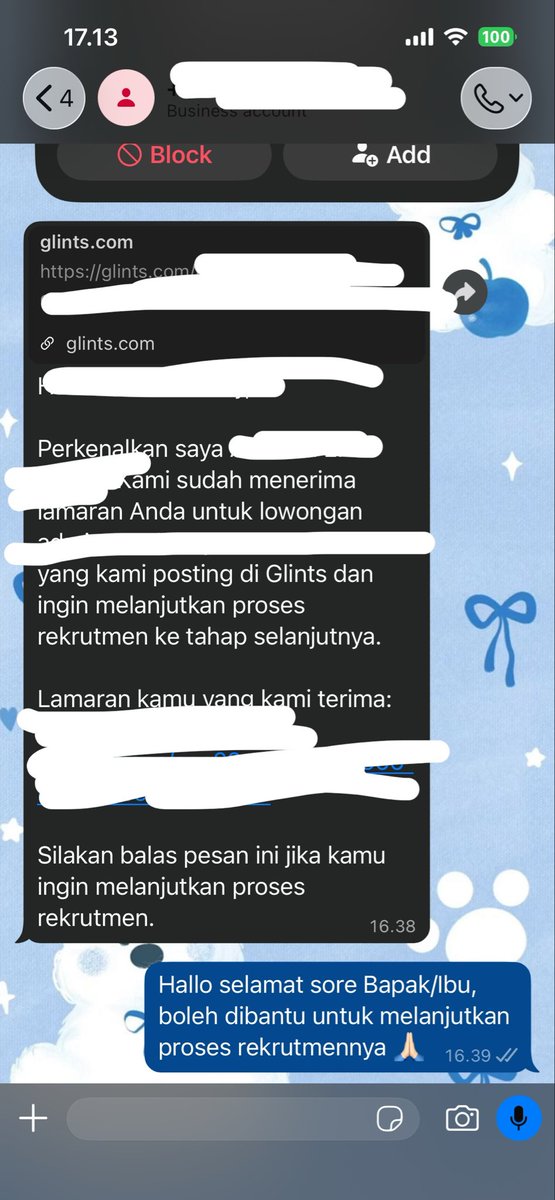 kgunafa's tweet photo. btw aku baru banget install glints tadi pagi, terus langsung apply" dan udah dapet 2 panggilan interview 😭

semoga cocok sama salah satunya https://t.co/pFHiPH4f1U