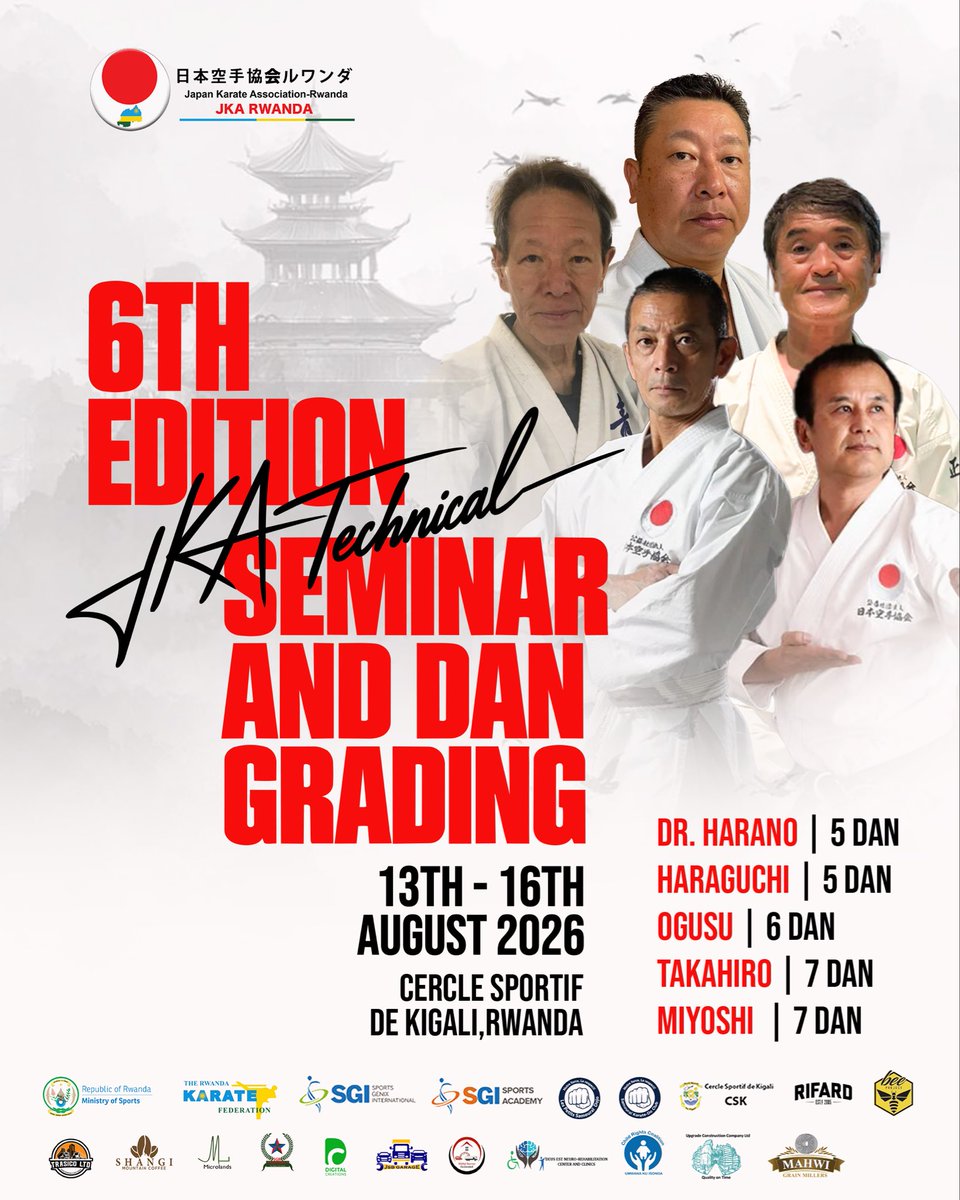 Jka_Rwanda's tweet photo. 🥋 Train. Learn. Improve. Achieve.
🇷🇼 JKA-Rwanda — Keeping the Spirit of Karate Alive!

Register now and be part of the 6th Edition! 

https://t.co/BotvnqUOTQ

#JKARwanda #JKA #TechnicalSeminar #DanGrading #Karate #ShotokanKarate #KarateRwanda #TrainHard #KarateSpirit https://t.co/lpCyZmfVqK