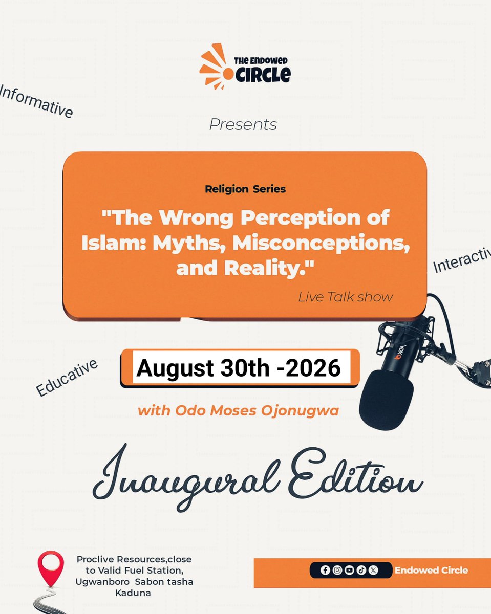 ScalesMoses's tweet photo. THE DATE IS SET! GET READY!

The inaugural series of Endowed Circle: Religion is here!

This edition, we dive deep into Islam: "The Wrong Perception of Islam: Myths, Misconceptions, and Reality."
Common perceptions and opening up an intense, honest  conversation. https://t.co/BarVqz2EyG