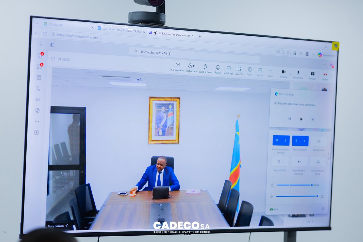 cadeco_sa's tweet photo. Dans le cadre du renforcement de ses activités et de la modernisation continue de ses services, le Directeur Général de la CADECO, M. Célestin Mukeba, a tenu une importante réunion de cadrage en visioconférence avec l’ensemble des chefs d’agences répartis à travers le pays.

Cet échange stratégique a permis de faire le point sur les performances, de réaligner les objectifs et d’harmoniser les standards de qualité au sein du réseau.

Une rencontre essentielle pour renforcer la coordination des équipes et garantir à chaque client, où qu’il se trouve, un service toujours plus proche, fiable et de qualité.

CADECO, votre banque de proximité.

#CADECO #VotreBanqueDeProximite #Modernisation #ServiceClient #ExcellenceOperationnelle #RDC
