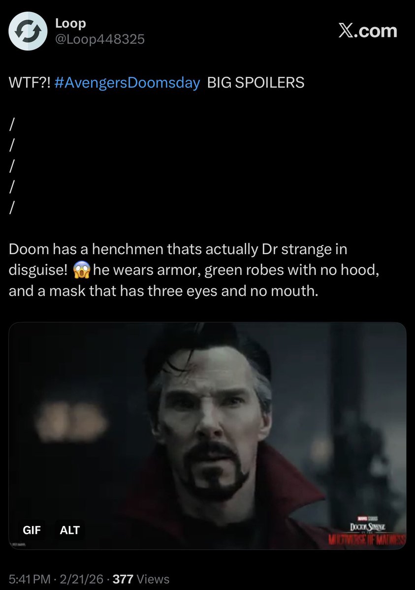 Loop448326's tweet photo. Confirmed scoops: 🧵

- Doctor Strange’s costume in #AvengersDoomsday. https://t.co/WNBC5TxDBR